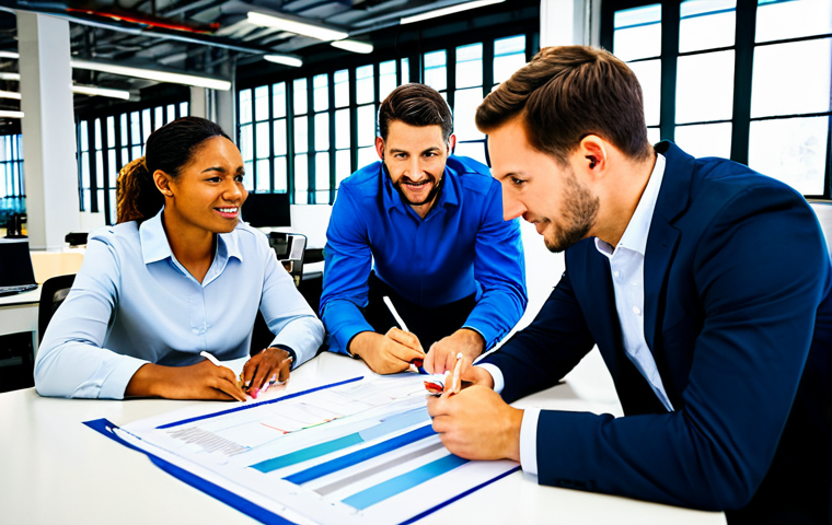 Production Meeting in Action**
"A diverse team of professionals in a modern, brightly lit factory conference room, engaged in a productive meeting, reviewing charts and discussing project timelines, fully clothed, appropriate attire, safe for work, perfect anatomy, natural proportions, professional environment, high quality, family-friendly."
**