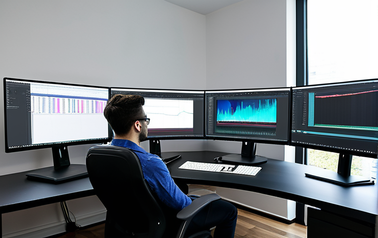 영화 제작용 소프트웨어 추천 - Professional Editing Suite**
"A focused video editor, fully clothed in a casual but professional ou...