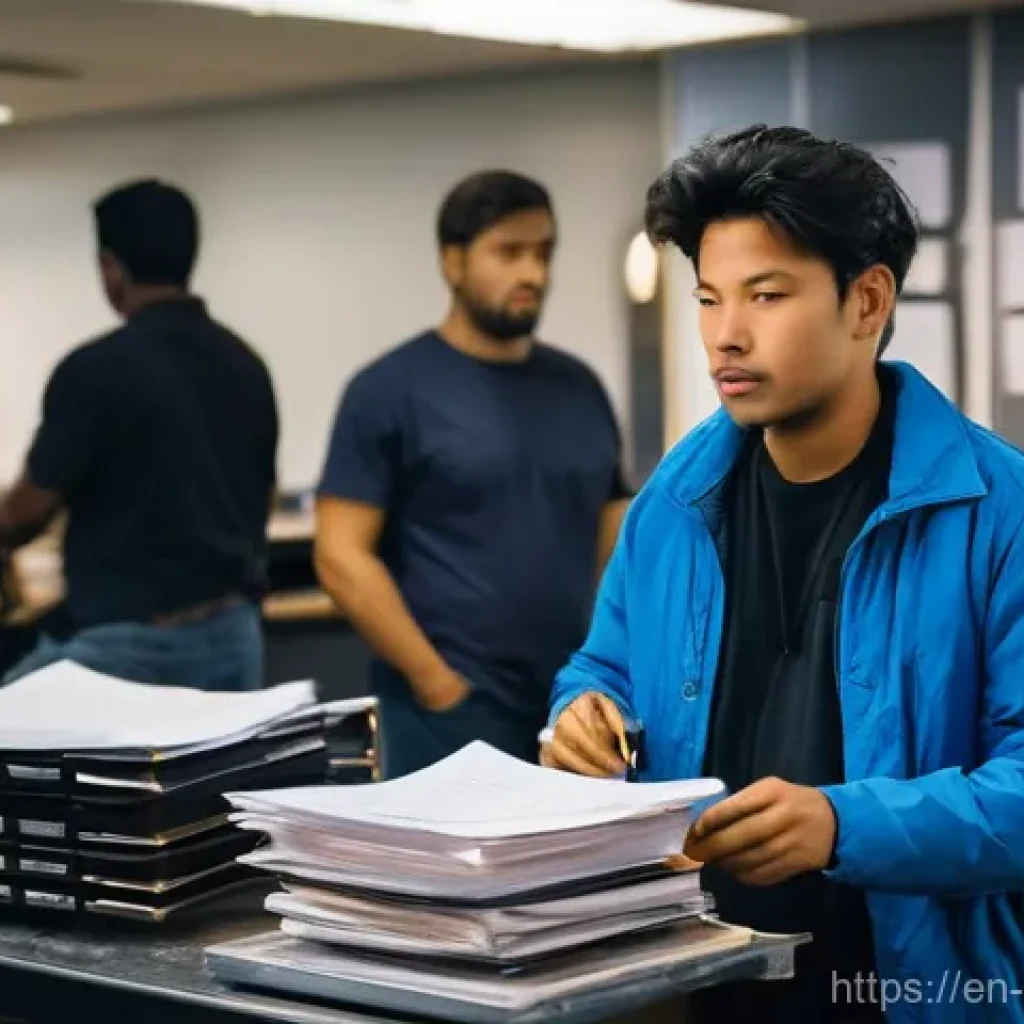 영화 제작사에서의 첫 직장 생활 - **"The Unseen Grind of a Production Assistant"**
A dynamic, wide-angle shot of a bustling film s...