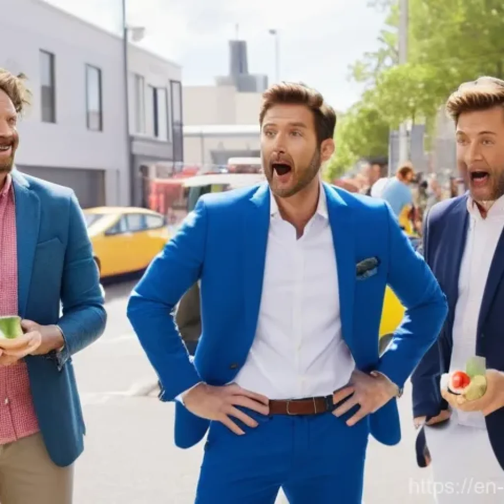 촬영 현장에서 일어난 유쾌한 에피소드 - **A vibrant and chaotic scene on a commercial set during a smoothie advertisement shoot.** A modern,...